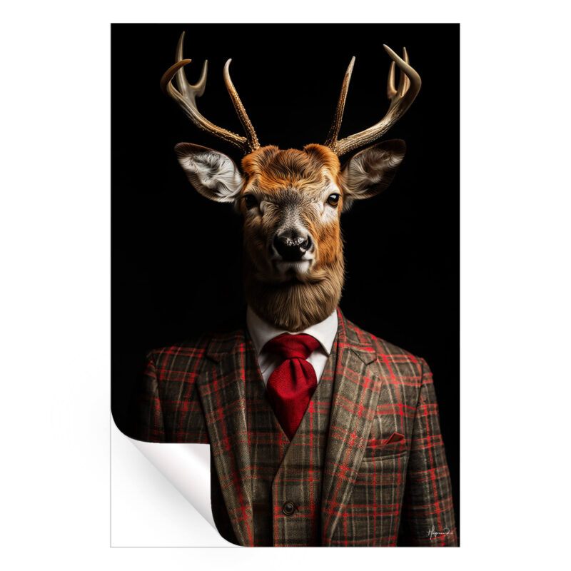 Red Deer Dark Wall Art by Philippe HUGONNARD