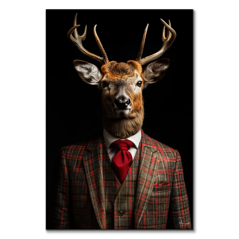Red Deer Dark Wall Art by Philippe HUGONNARD