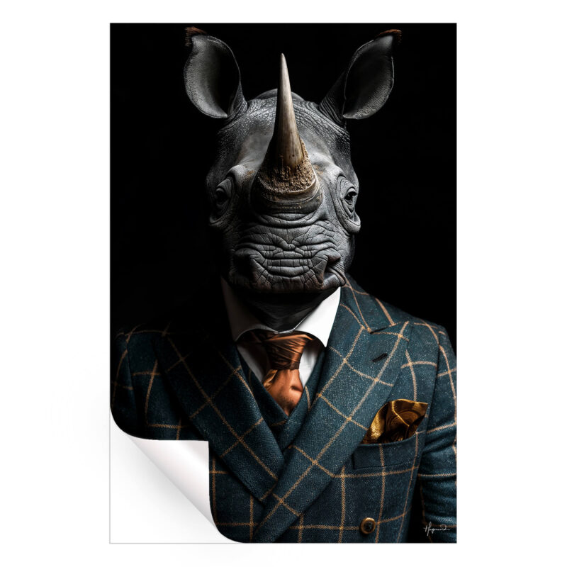 Rhinoceros Dark Wall Art by Philippe HUGONNARD