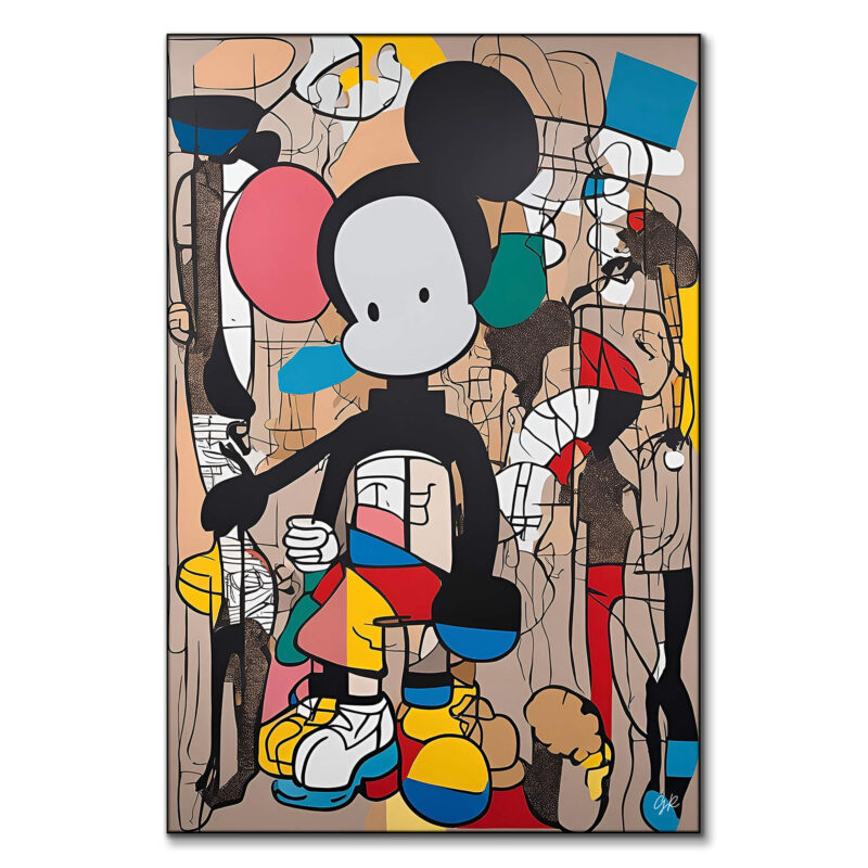 urreal artwork of Mickey Mouse with vibrant colors and imaginative design.