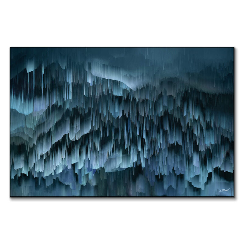 Digital abstract artwork with slate blue hues, creating a soothing textured composition.