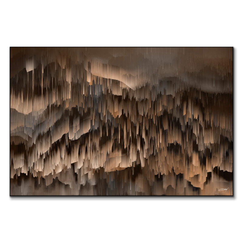 Abstract digital artwork with brown hues, featuring layered texture and soft transitions.