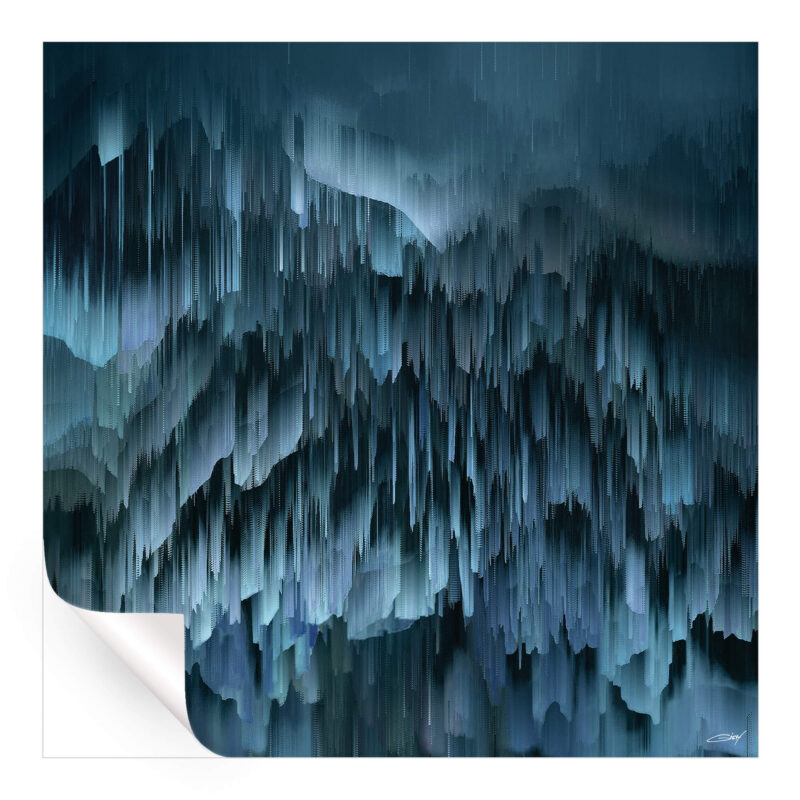 Digital abstract artwork with slate blue hues, creating a soothing textured composition.