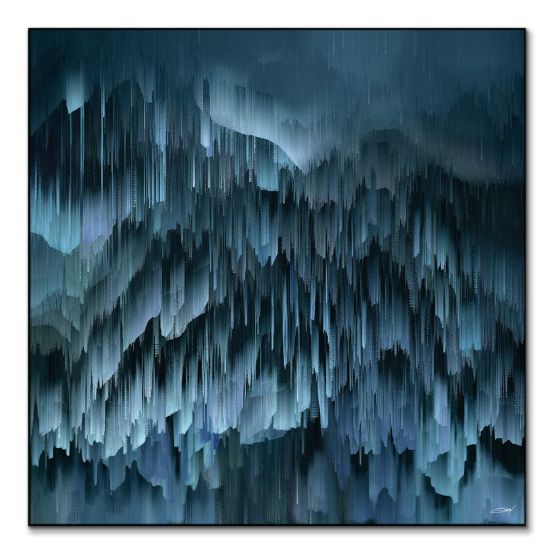 Digital abstract artwork with slate blue hues, creating a soothing textured composition.
