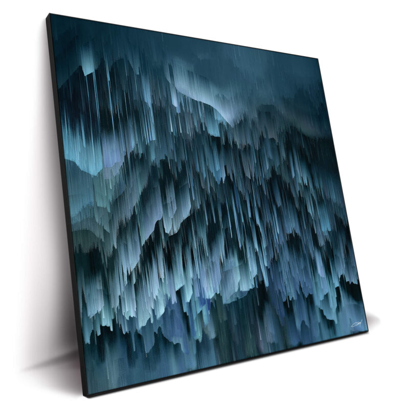 Digital abstract artwork with slate blue hues, creating a soothing textured composition.