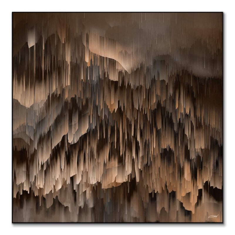 Abstract digital artwork with brown hues, featuring layered texture and soft transitions.