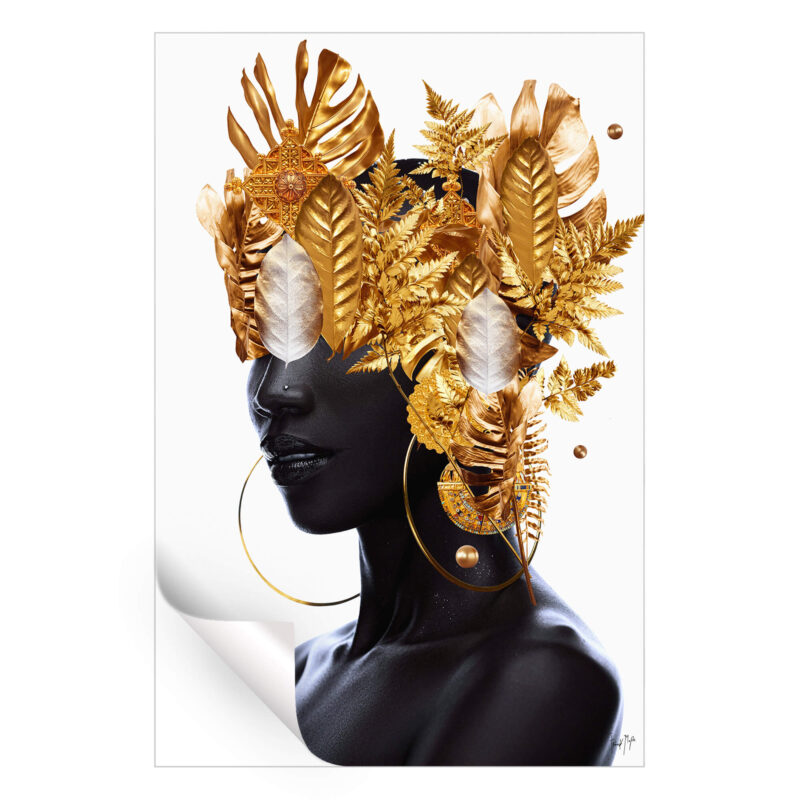 Golden Queen Black Wall Art by Frank Moth