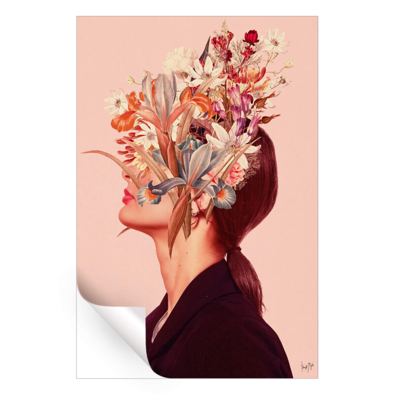 In Pink Floral Thoughts Red Wall Art by Frank Moth