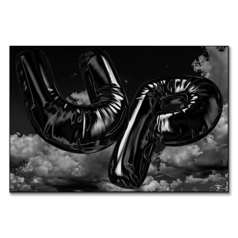 Metallic Up Balloons Black and White Wall Art by P Muir Art