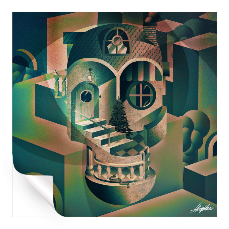 Utopia Skull Colorful Wall Art by Ali Gulec