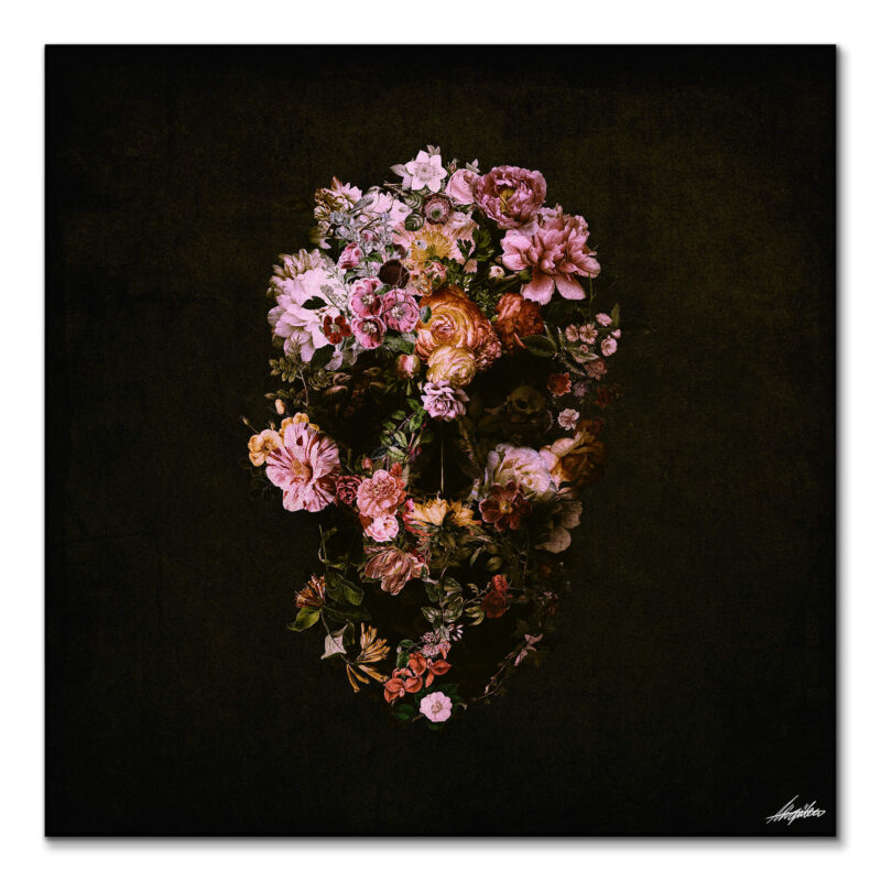 Peachy Skull Dark Wall Art by Ali Gulec