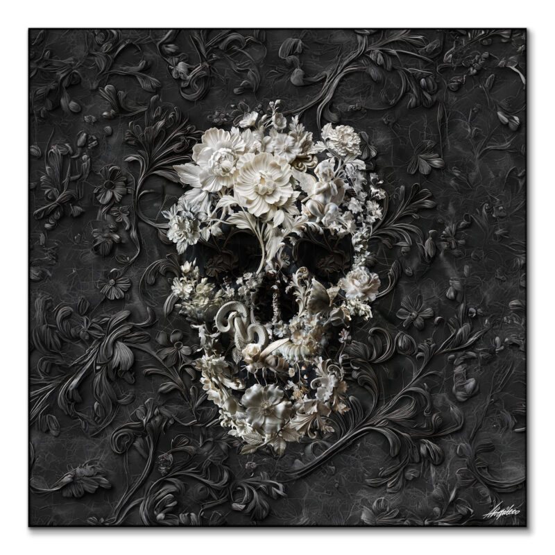 Marble Skull Black and White Wall Art by Ali Gulec