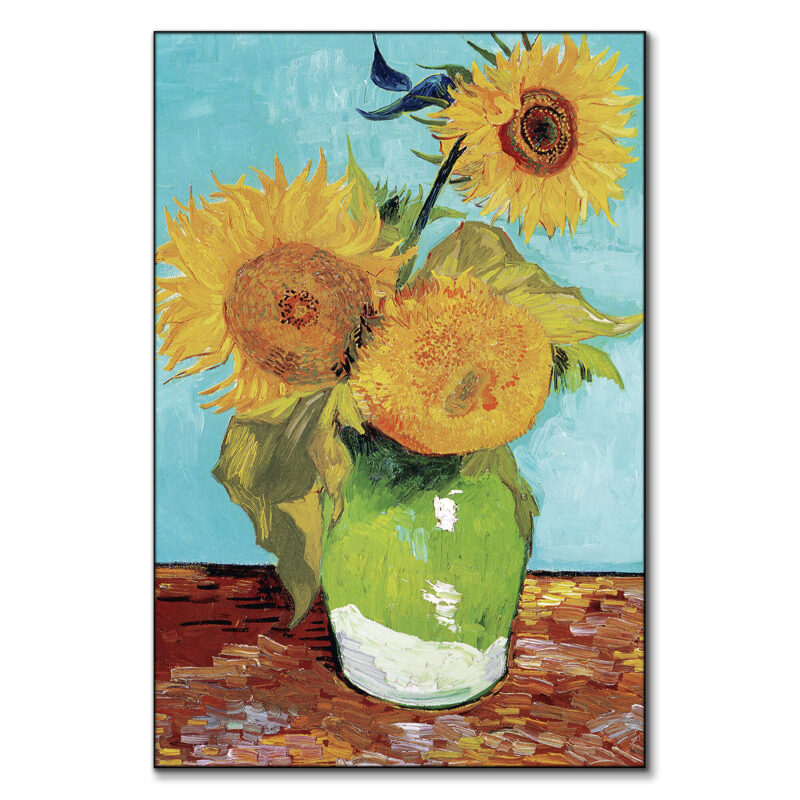 Three Sunflowers In A Vase Yellow Wall Art by The Classics Collective