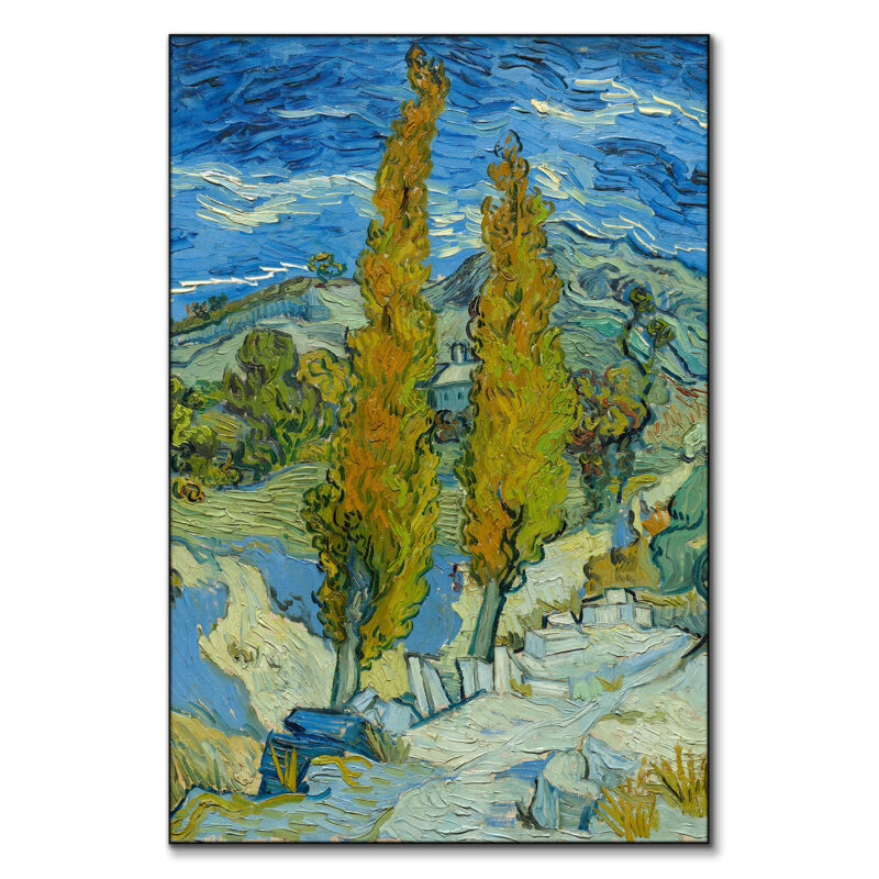 Two Poplars in the Alpilles near Saint Remy Green Wall Art by The Classics Collective