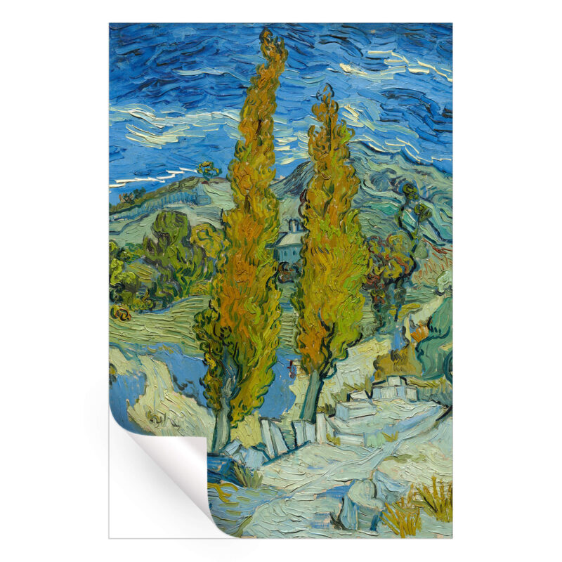 Two Poplars in the Alpilles near Saint Remy Green Wall Art by The Classics Collective