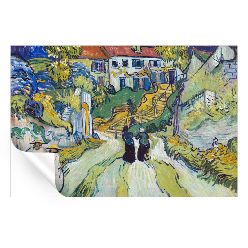 Village Street and Steps in Auvers Colorful Wall Art by The Classics Collective