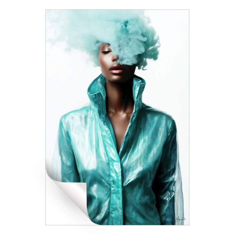 Zinnia Teal Wall Art by Philippe HUGONNARD