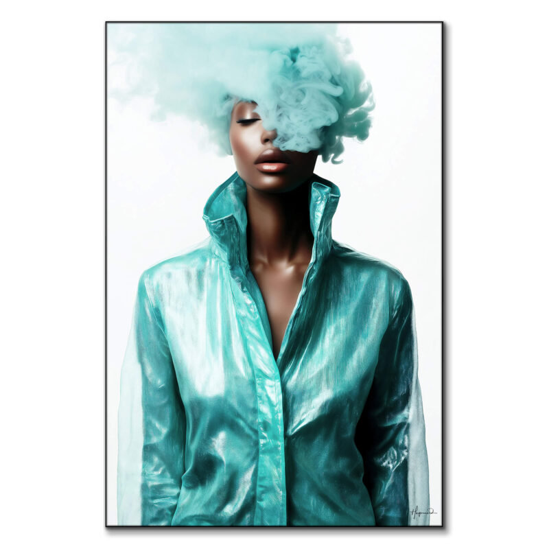 Zinnia Teal Wall Art by Philippe HUGONNARD