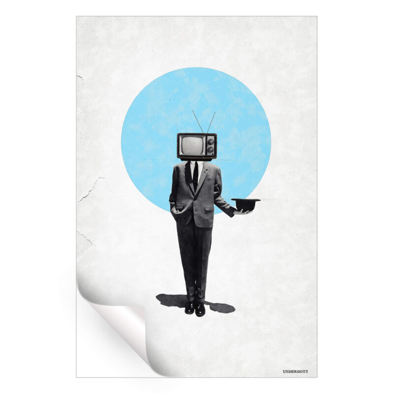Too Much TV Black and White Wall Art by Underdott