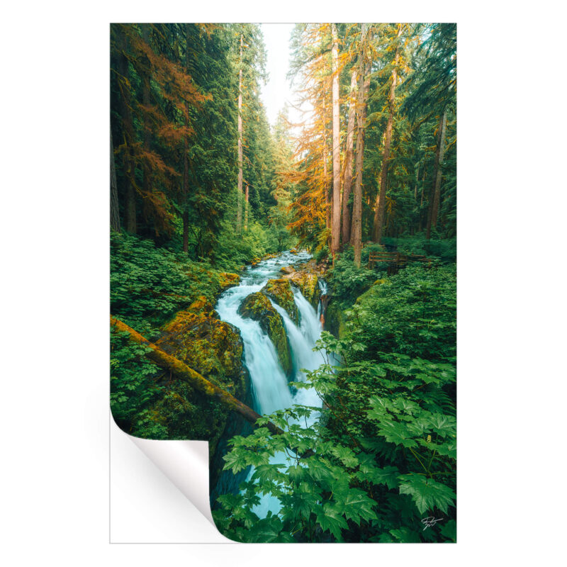 Prehistoric Falls Green Wall Art by Zach Doehler