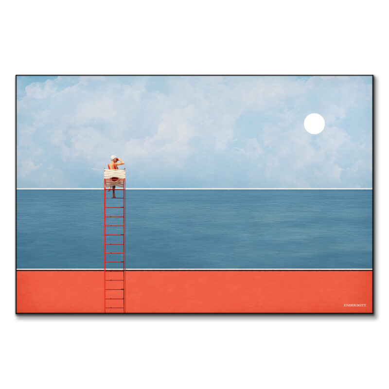 Edge of the Sea Red Wall Art by Underdott