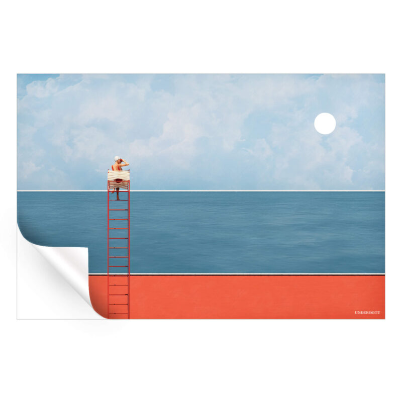 Edge of the Sea Red Wall Art by Underdott