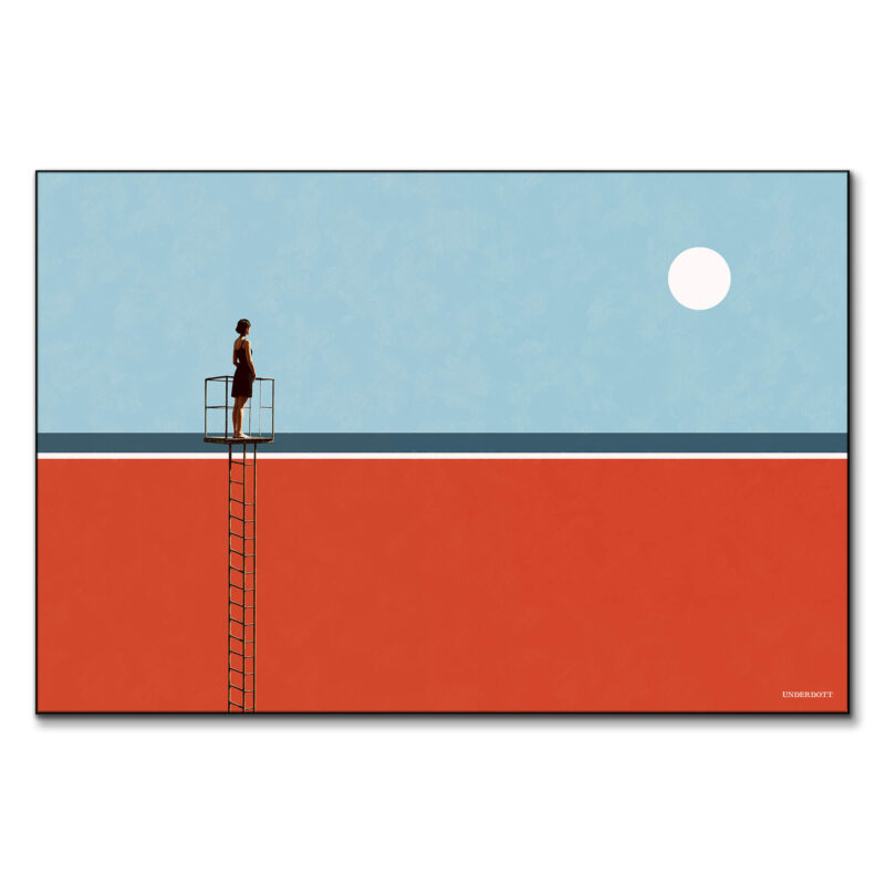 Pause at the Horizon Red Wall Art by Underdott