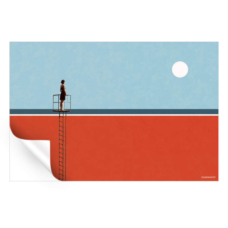 Pause at the Horizon Red Wall Art by Underdott