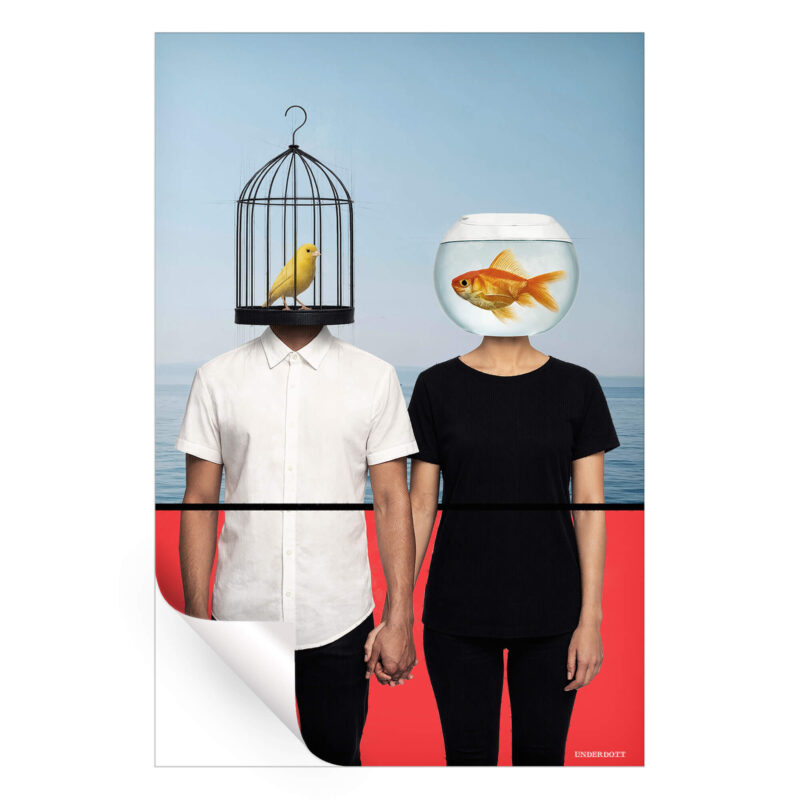 The Surreal Couple Red Wall Art by Underdott