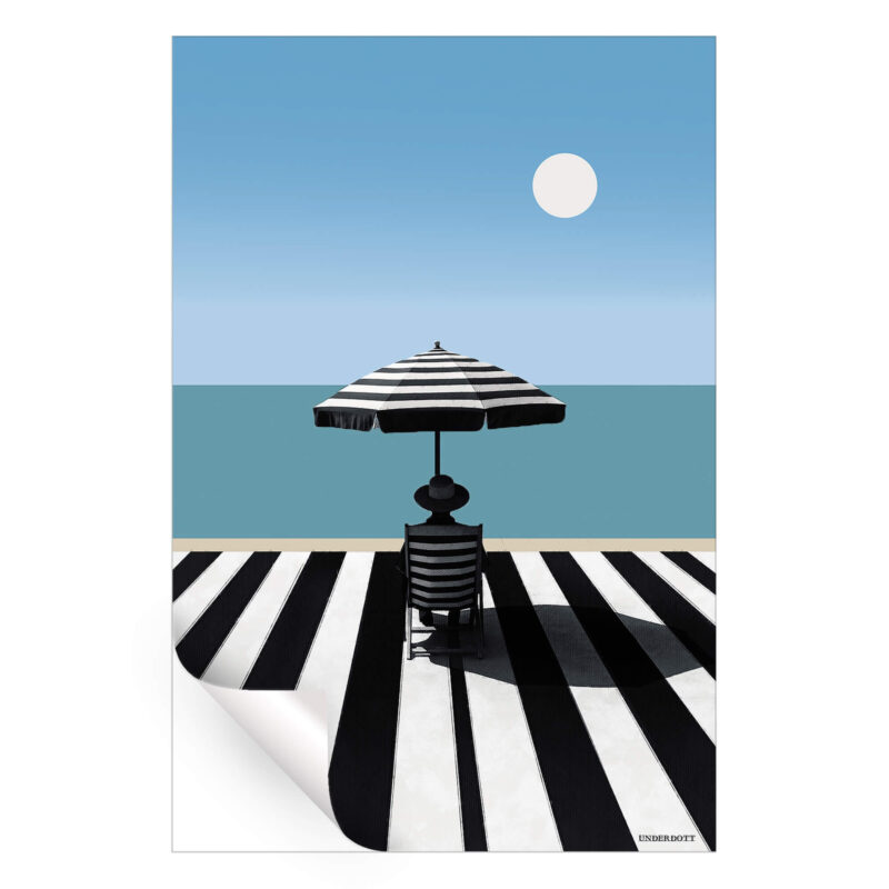 Seaside Illusion Black and White Wall Art by Underdott