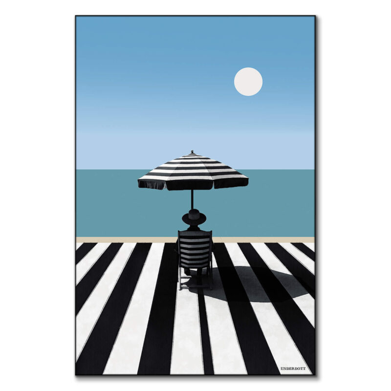 Seaside Illusion Black and White Wall Art by Underdott