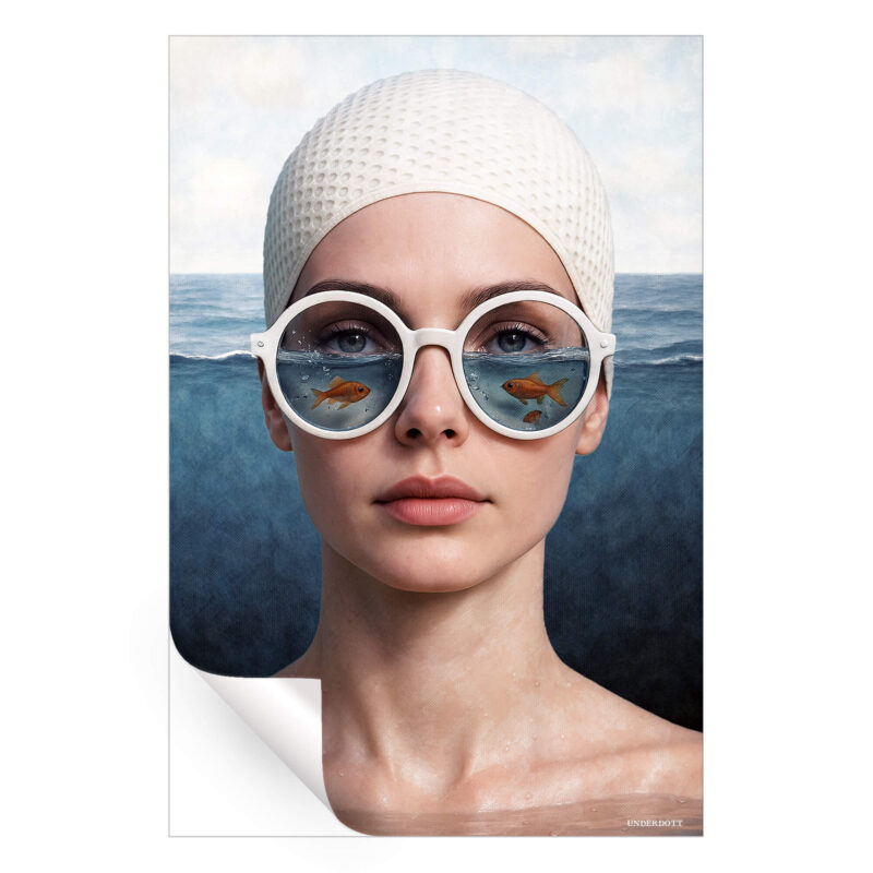 Swimmer’s Vision Blue Wall Art by Underdott