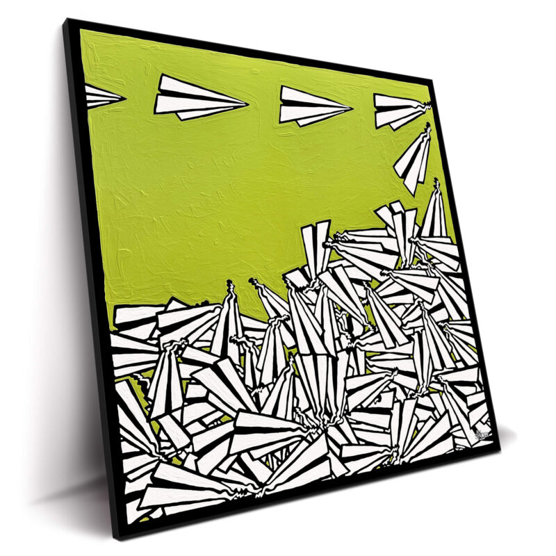 paper airplane art green background