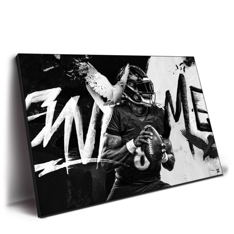Lamar Jackson Black and White Wall Decor by Jay X Clay