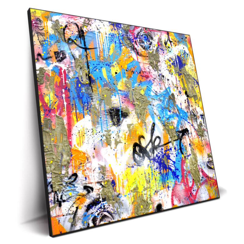 artwork bursting with color and creativity, featuring roses with a graffiti background