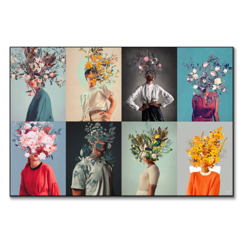 Frank Moth Collage Mashup Floral Head Artwork