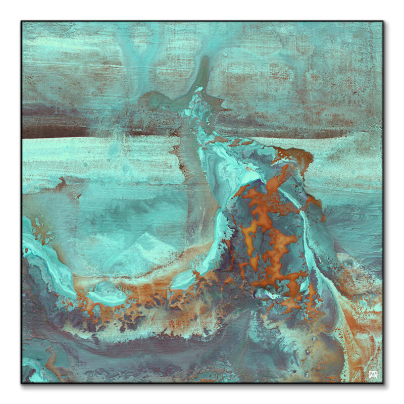 Teal and Gold Blue Wall Art by Jared Hankins