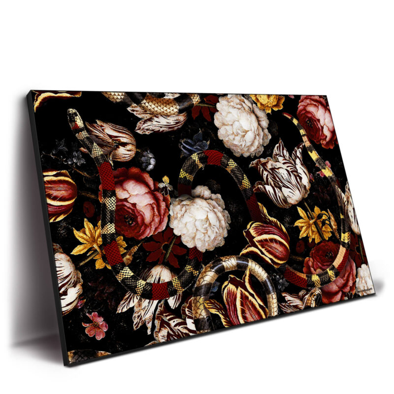 Floral Snake Dark Wall Decor by Burcu Korkmazyurek