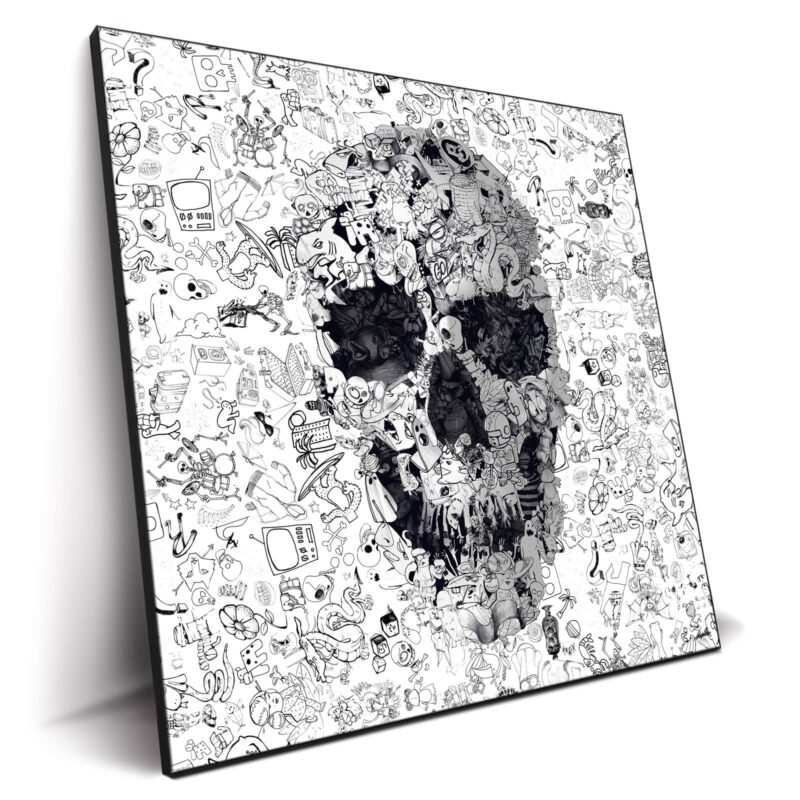 Doodle Skull Black and White Wall Decor by Ali Gulec