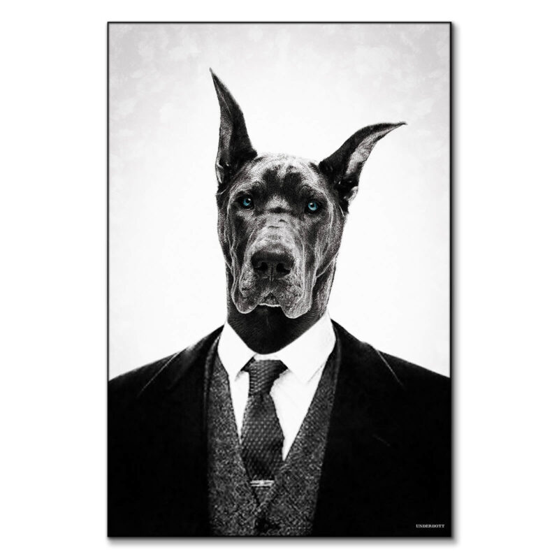 Black Dog Black and White Wall Art by Underdott