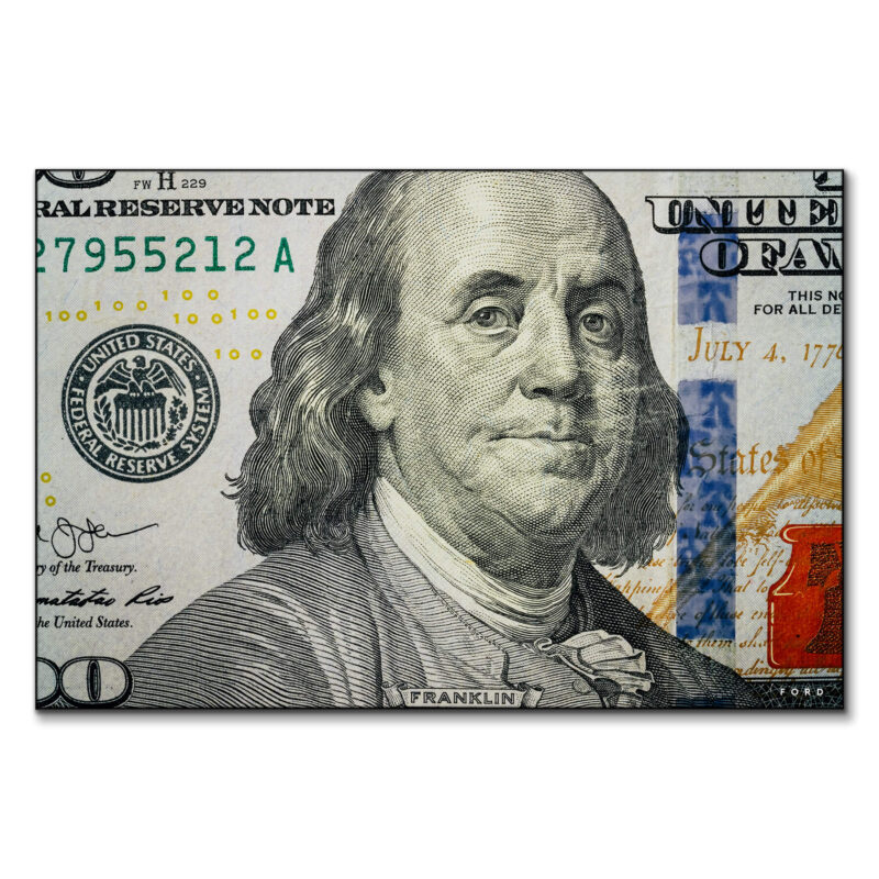 Ben Franklin Green Wall Art by Nick Ford