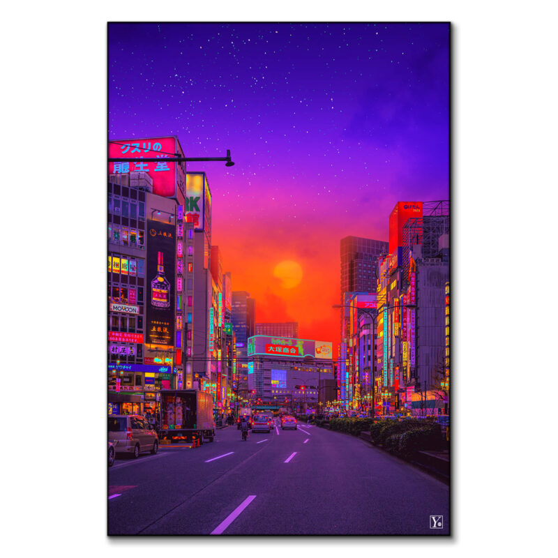 Tokyo Sunset Vibrant Wall Art by Yagedan