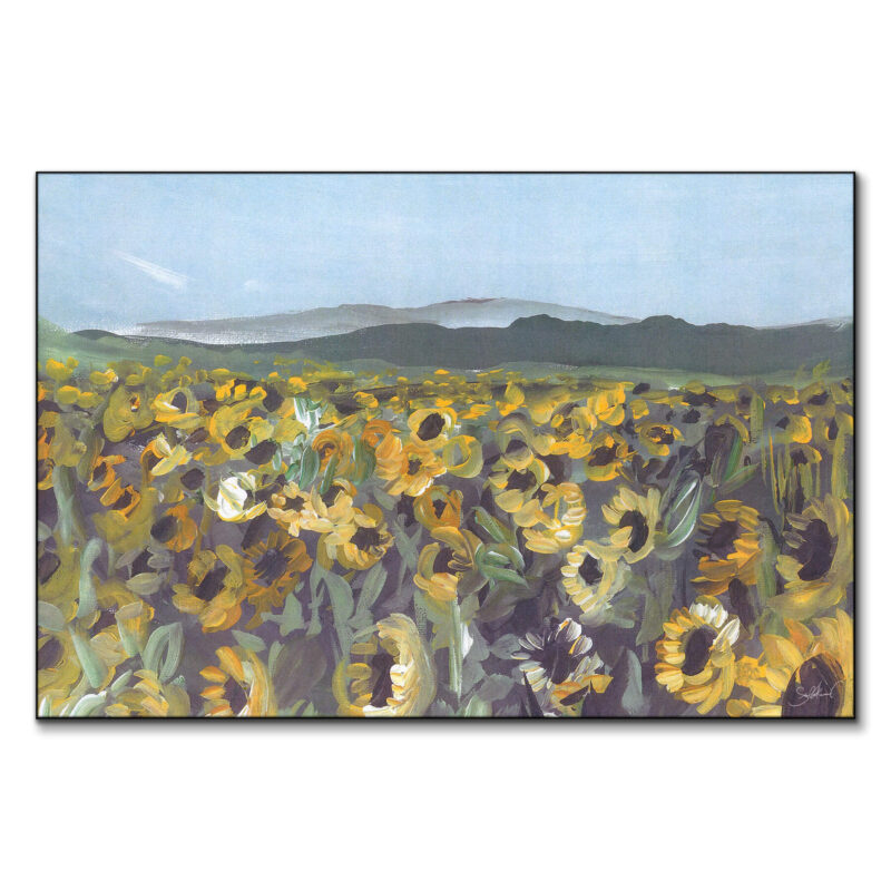 Sunflower Fields Sage Green Wall Art by Shelby Kregel
