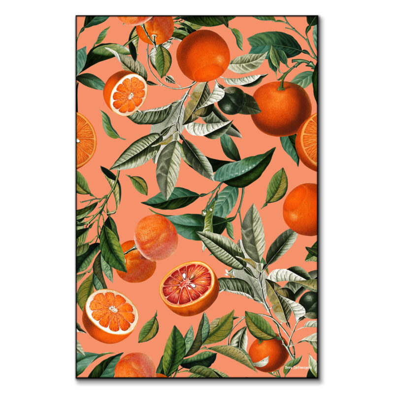 Vintage Fruit Pattern Warm Wall Art by Burcu Korkmazyurek