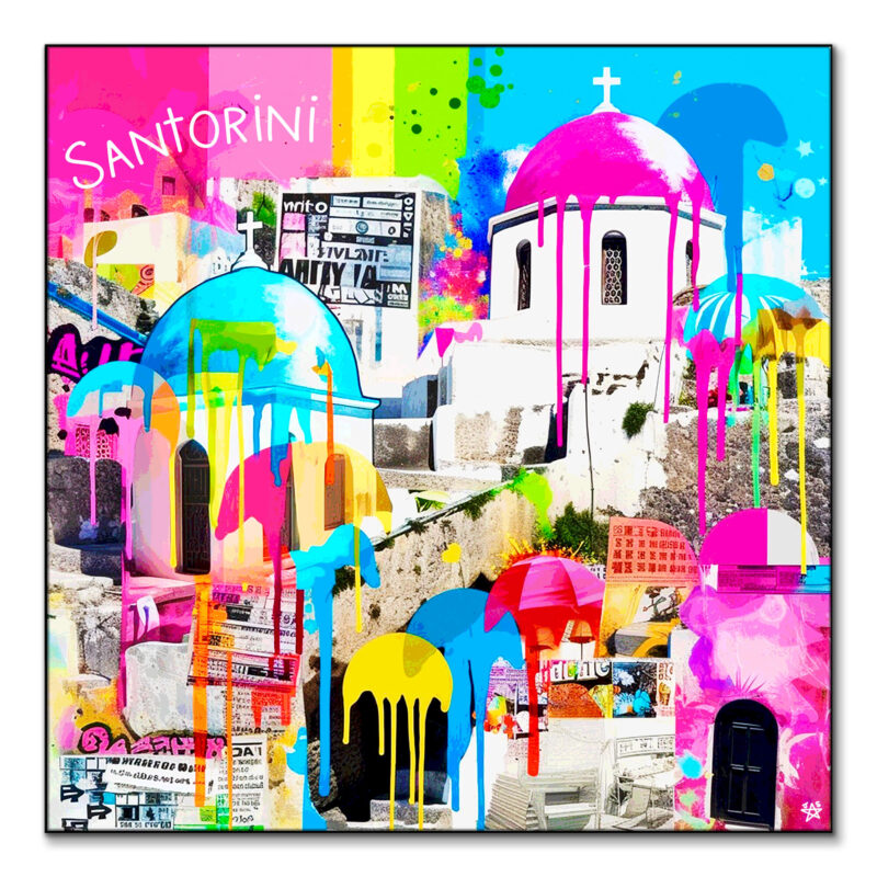 Santorini Vibrant Wall Art by Jessica Stempel