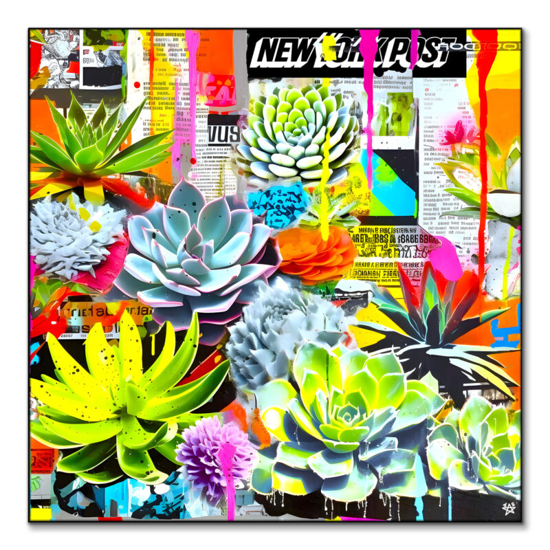 Fluorescent Succulents Vibrant Wall Art by Jessica Stempel